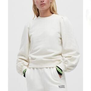 GANNI Software Isoli Puff Shoulder Sweatshirt - Egret - Off-White - Size XL